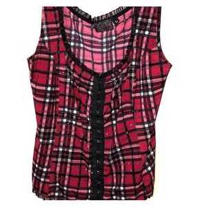 Red and black shimmer top